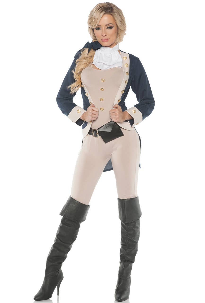 Women's Colonial Patriot Fancy Dress Costume - Main Image