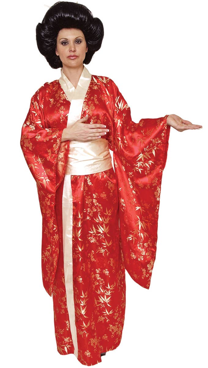 Women's Red Geisha Kimono Japanese Fancy Dress Costume