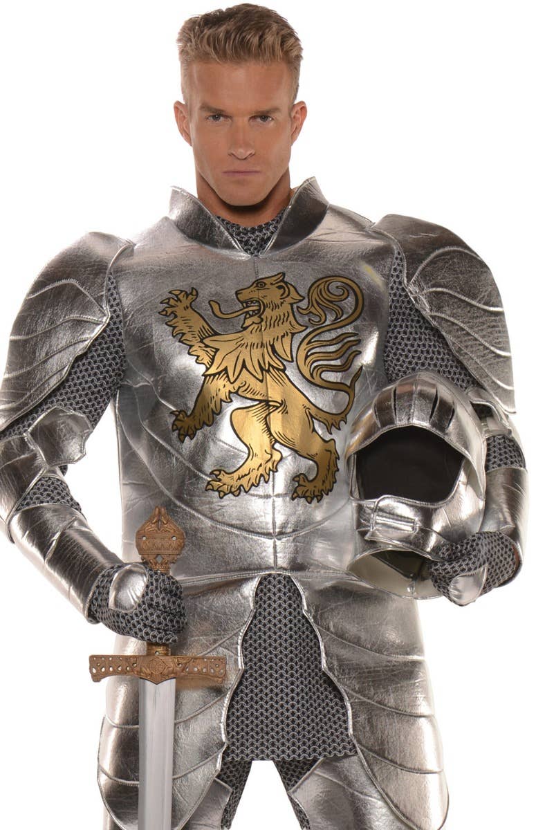Silver Knight in Shining Armour Costume Mens Medieval Knight Outfit