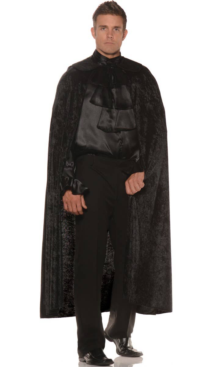 Velvet Black Adults Halloween Costume Cape with Collar - Main Image