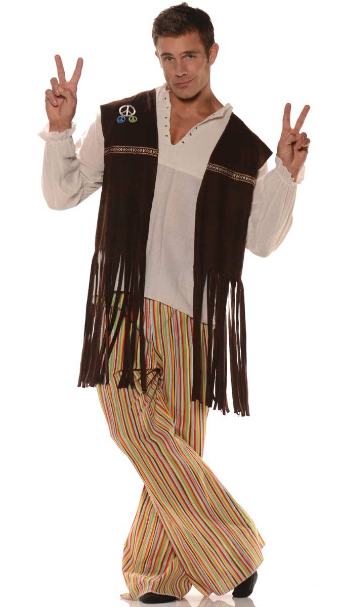 Fringe 60s Mens Hippie Vest Costume