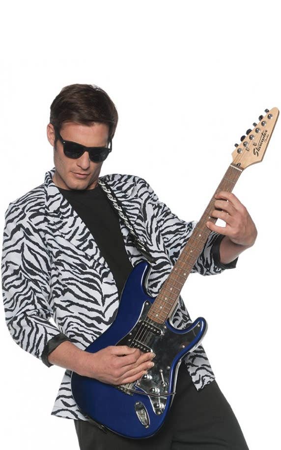 Image of Zebra Print Mens Black and White 80s Costume Jacket