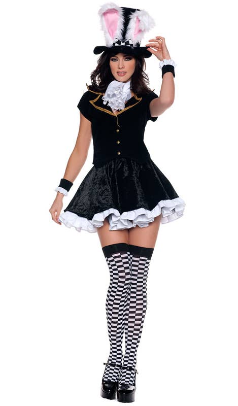 Womens Sexy Totally Nad Hatter Rabbit Costume - Main Image