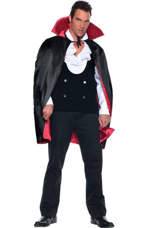 Reversible Black and Red Costume Cape for Adults