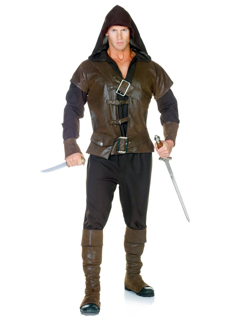 Men's Medieval Assassin Robin Hood Fancy Dress Costume Front