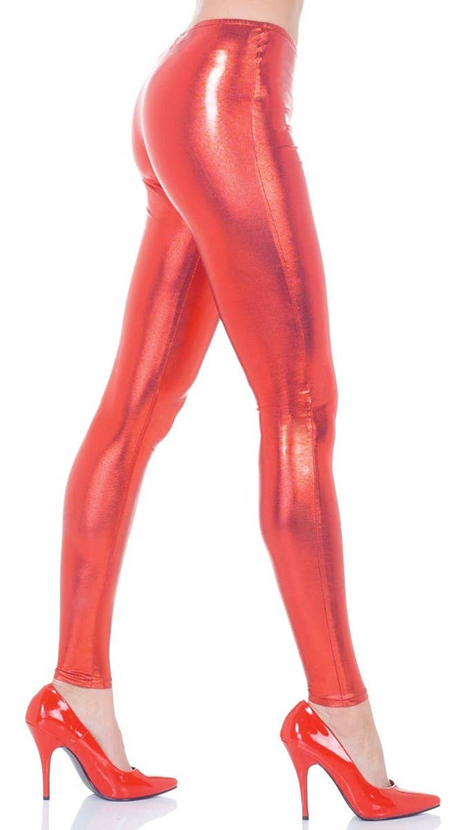 Image of Metallic Red Womens Costume Accessory Leggings