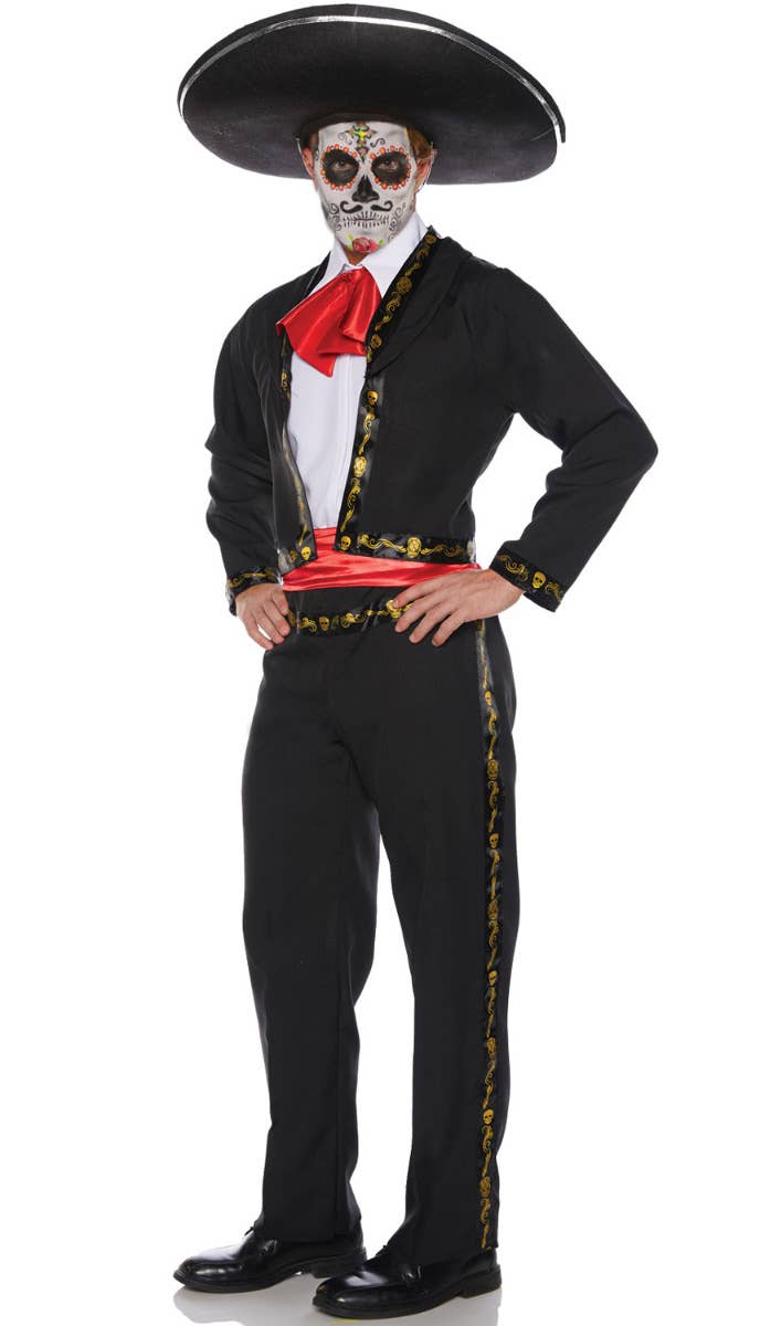 Men's Skull Mariachi Classic Day of the Dead Mexican Fancy Dress Costume Main Image