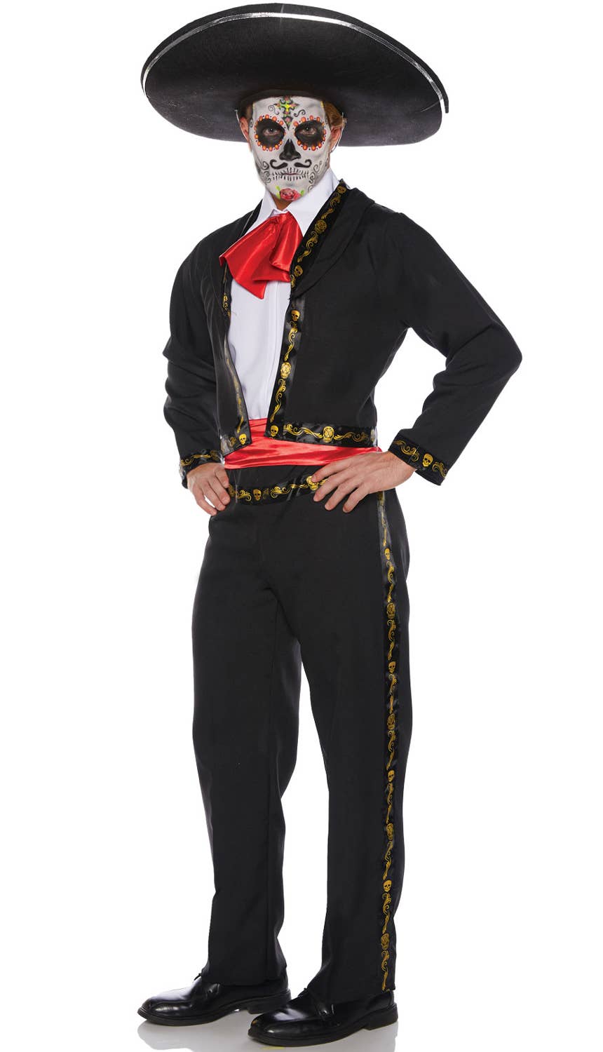 Men's Plus Size Day of the Dead Mexican Mariachi Costume - Main Image