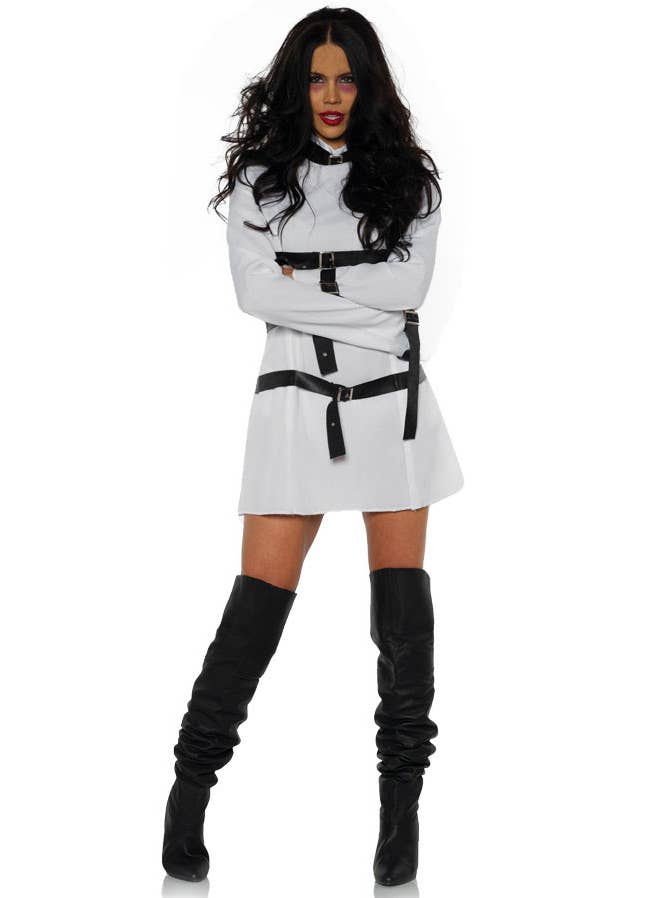 Wrapped Up Strait Jacket Costume Womens Sexy Halloween Costume