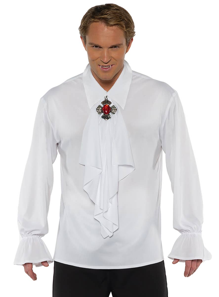 Vampire White Ruffle White Ruffled Vampire Shirt for Men | Mens Vampire Costume Top