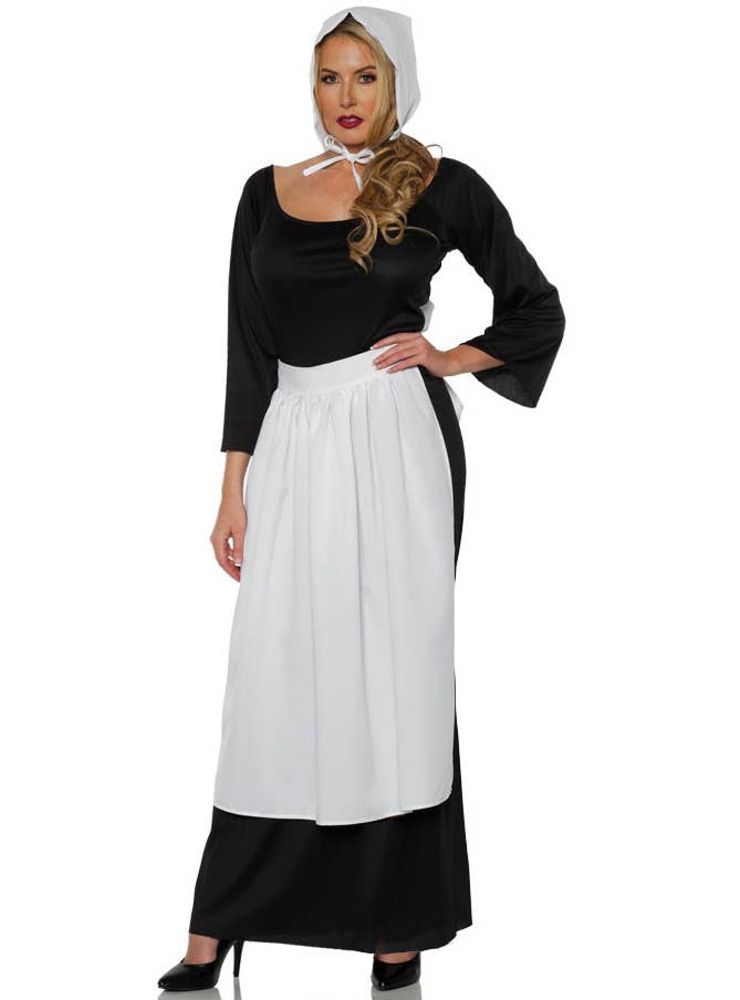 Image of Colonial Apron and Bonnet Womens Costume Accessory Set