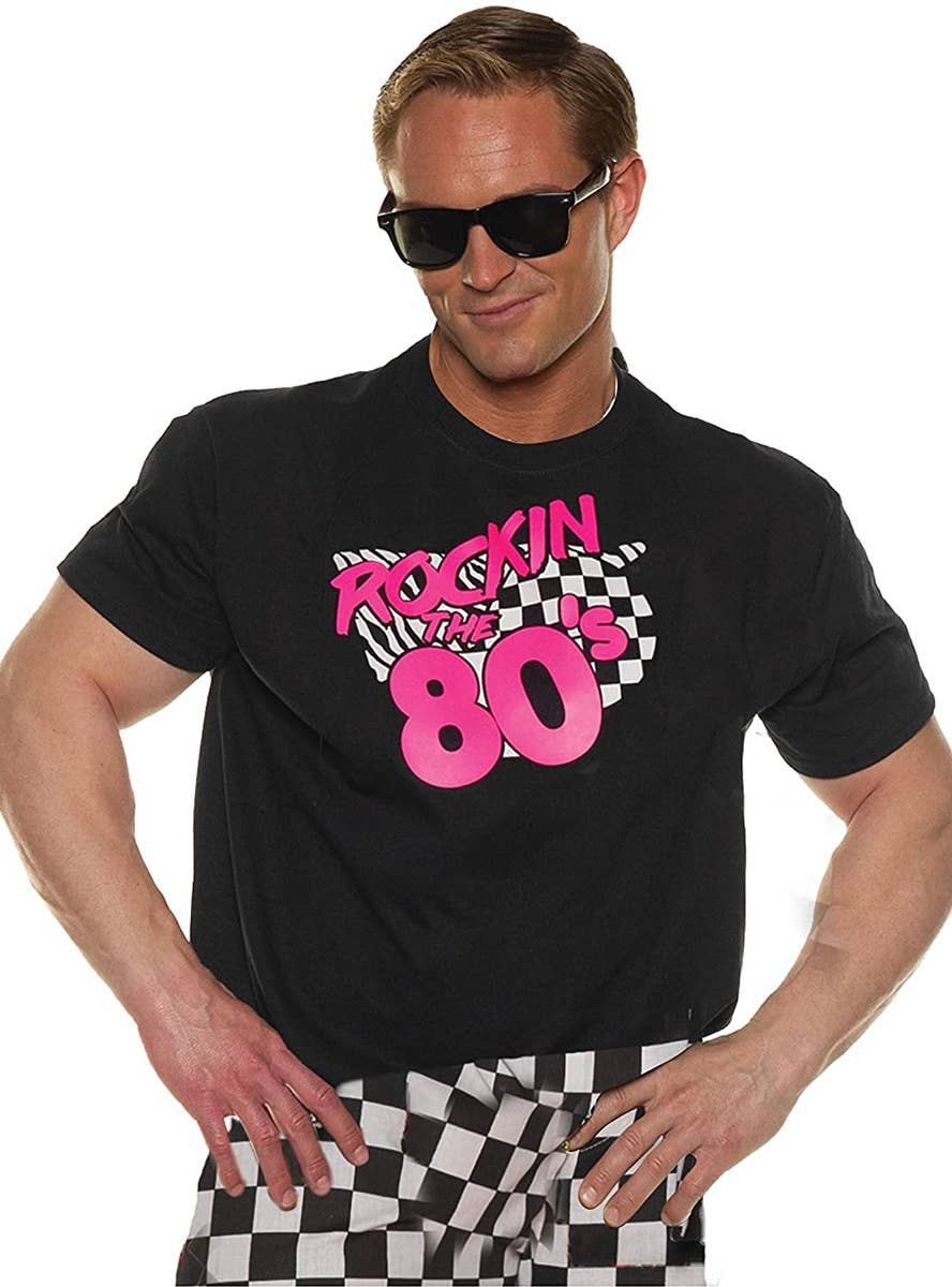 Mens Rockin The 80s Print Costume Shirt - Main Image