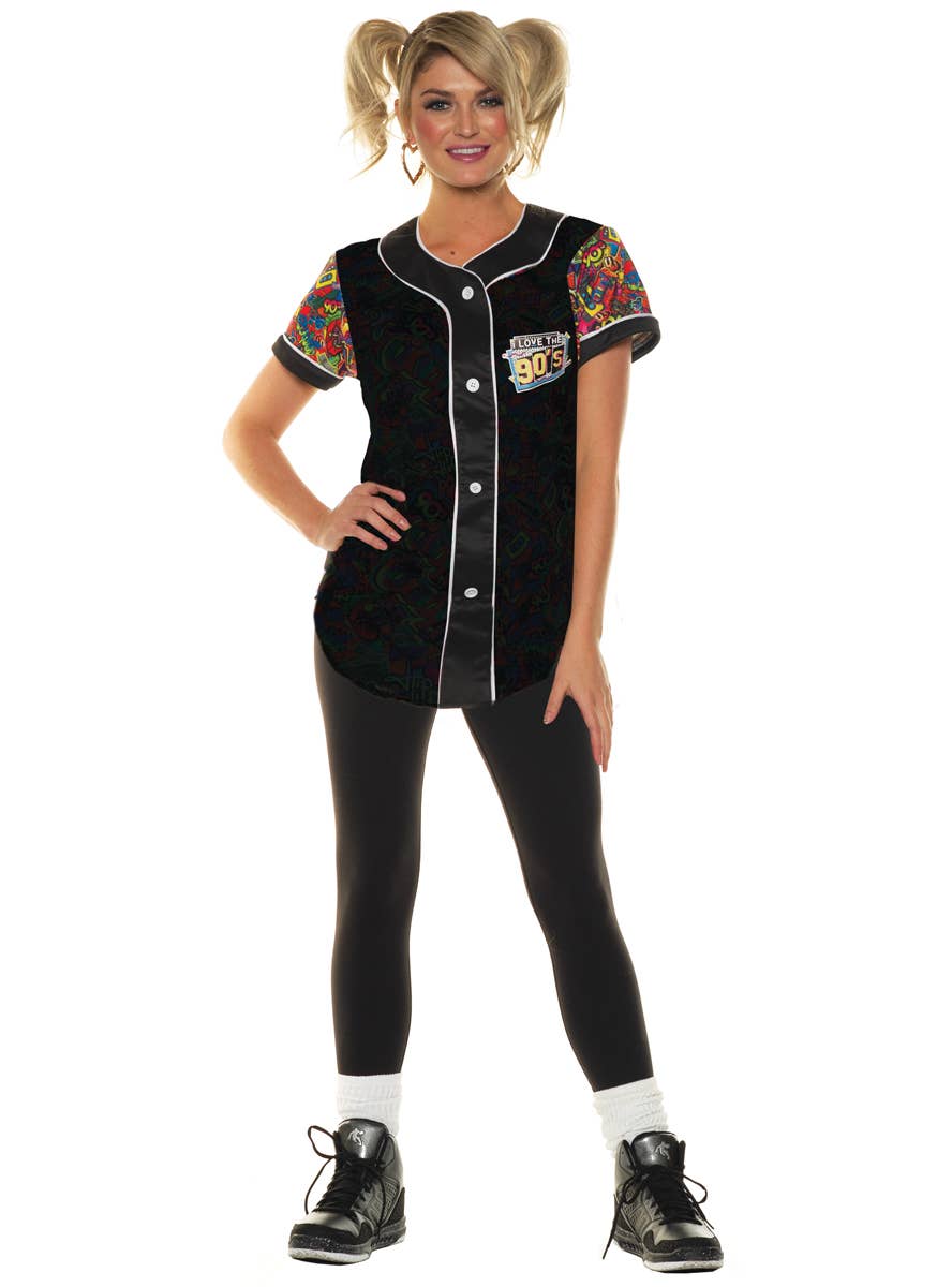 Women's Black Button Down I Love The 90s Costume Shirt - Main Image