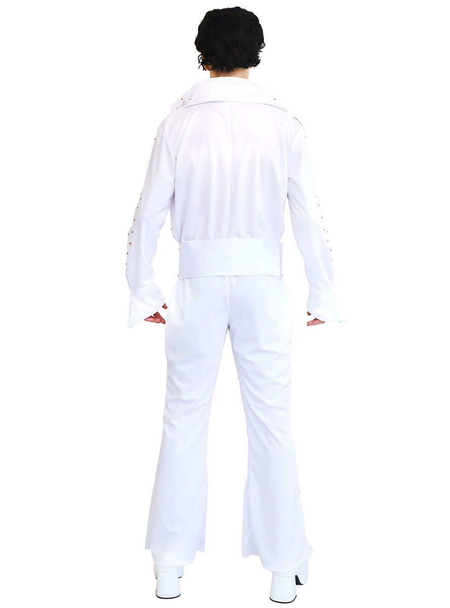 Vegas Superstar Men's White Elvis Presley Plus Size Costume - Back Image