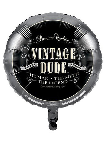 Vintage Dude 45cm Round Self Sealing Foil Balloon - Main Image