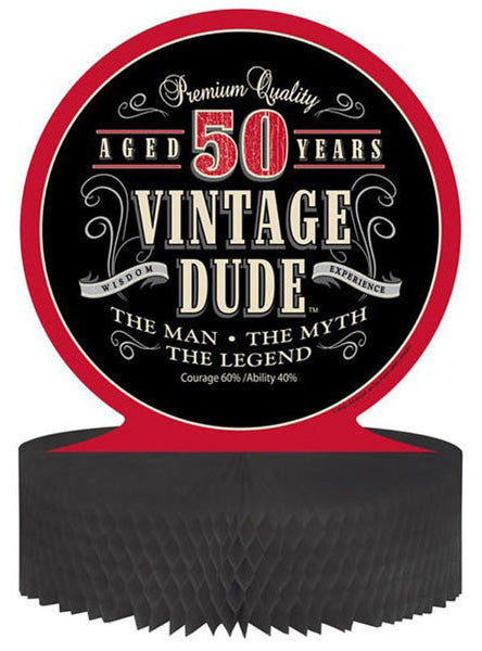 Vintage Dude 50th Birthday 30cm Honeycomb Centrepiece – Main Image