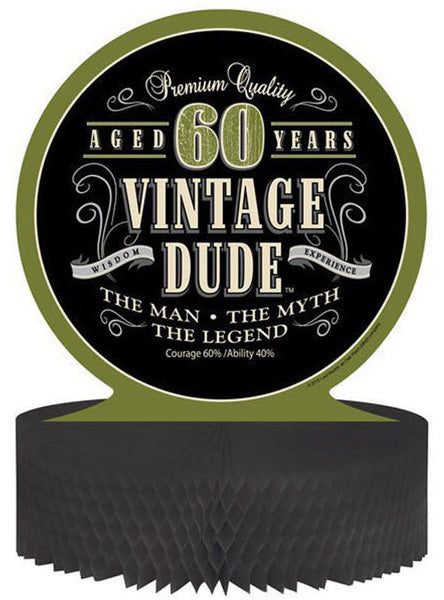 Vintage Dude Green 60th Birthday 30cm Honeycomb Centrepiece – Main Image