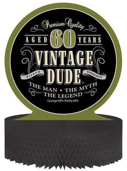 Vintage Dude Green 60th Birthday 30cm Honeycomb Centrepiece – Main Image