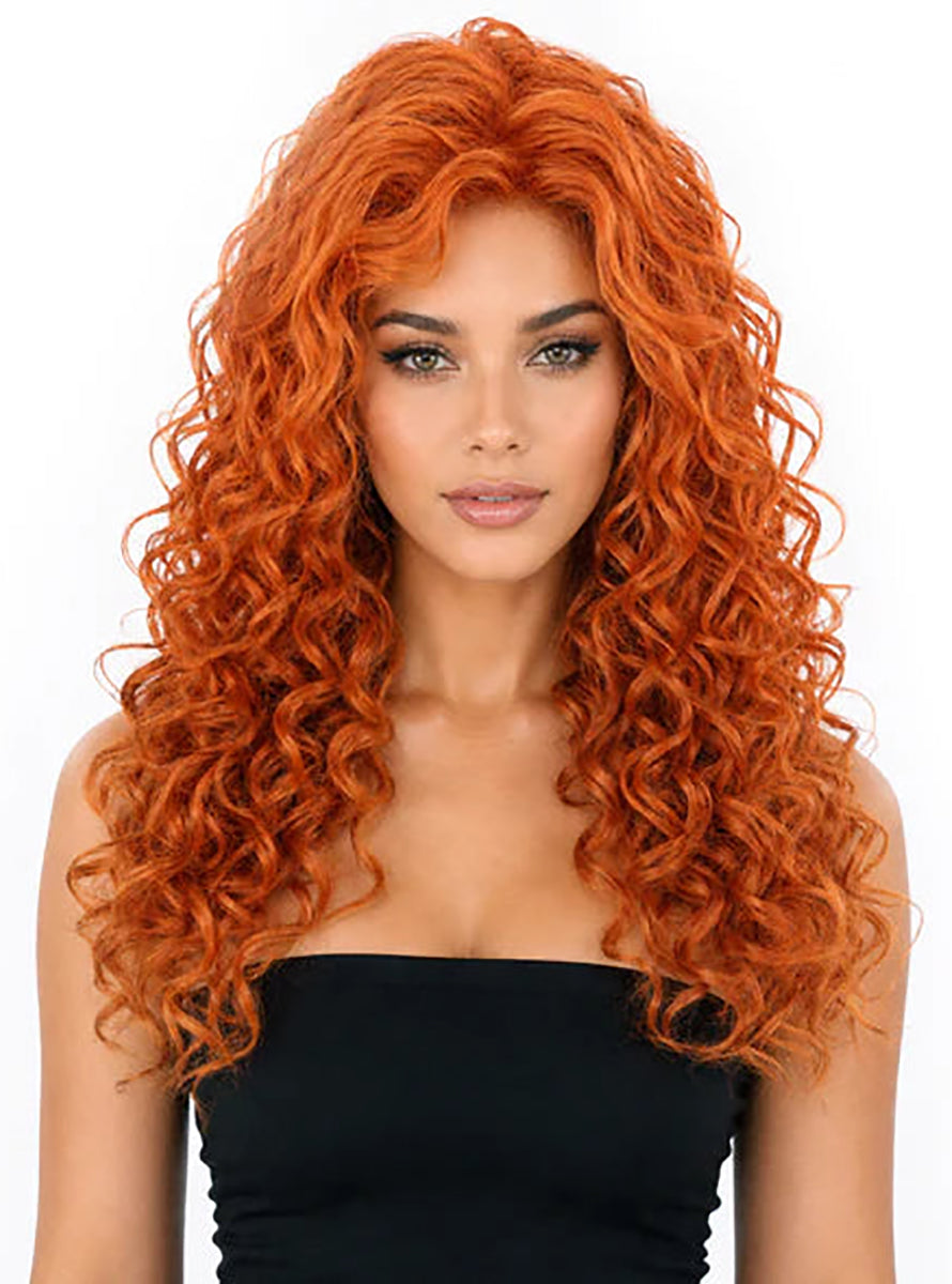 Iris Womens Long Extra Curly Ginger Wig