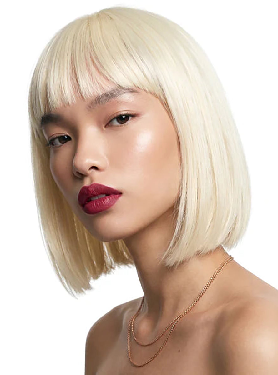Jessie Womens Short Blonde Bob with Blunt Bangs