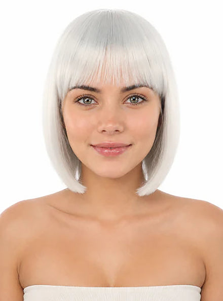Jessie Womens Short White Bob with Blunt Bangs