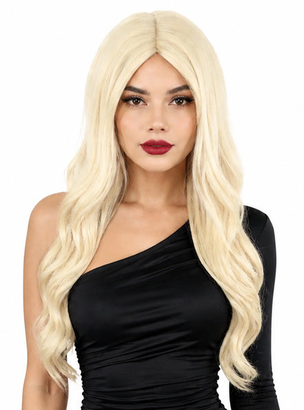 Maddie Long Blonde Wavy Wig with Centre Part