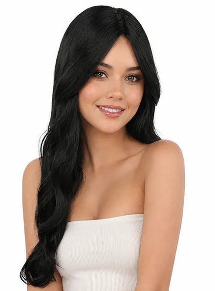 Sofia Long Black Wavy Wig with Curtain Bangs
