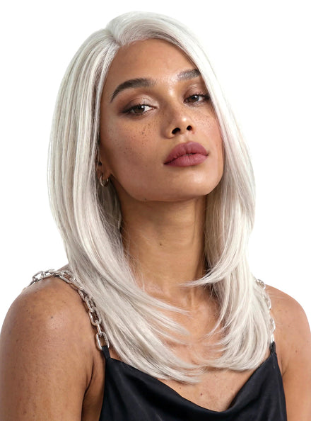 Zendaya Layered White Bob with Centre Part