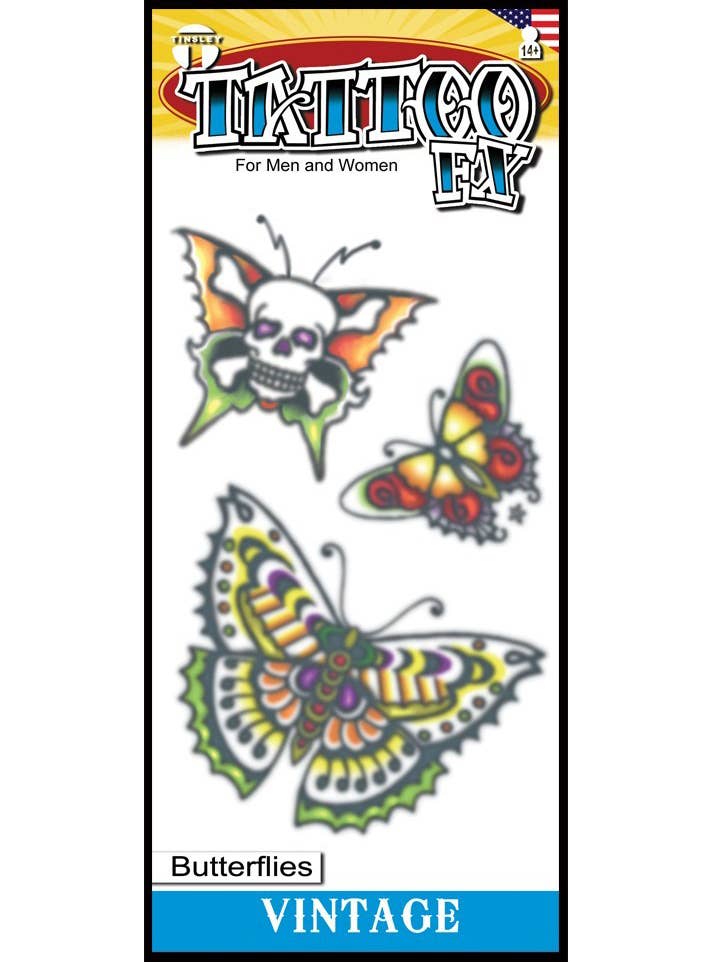 Tinsley Transfers Vintage Butterflies Temporary Tattoo - Main Image