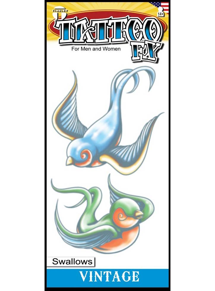 Tinsley Transfers Vintage Swallows Temporary Tattoo - Main Image