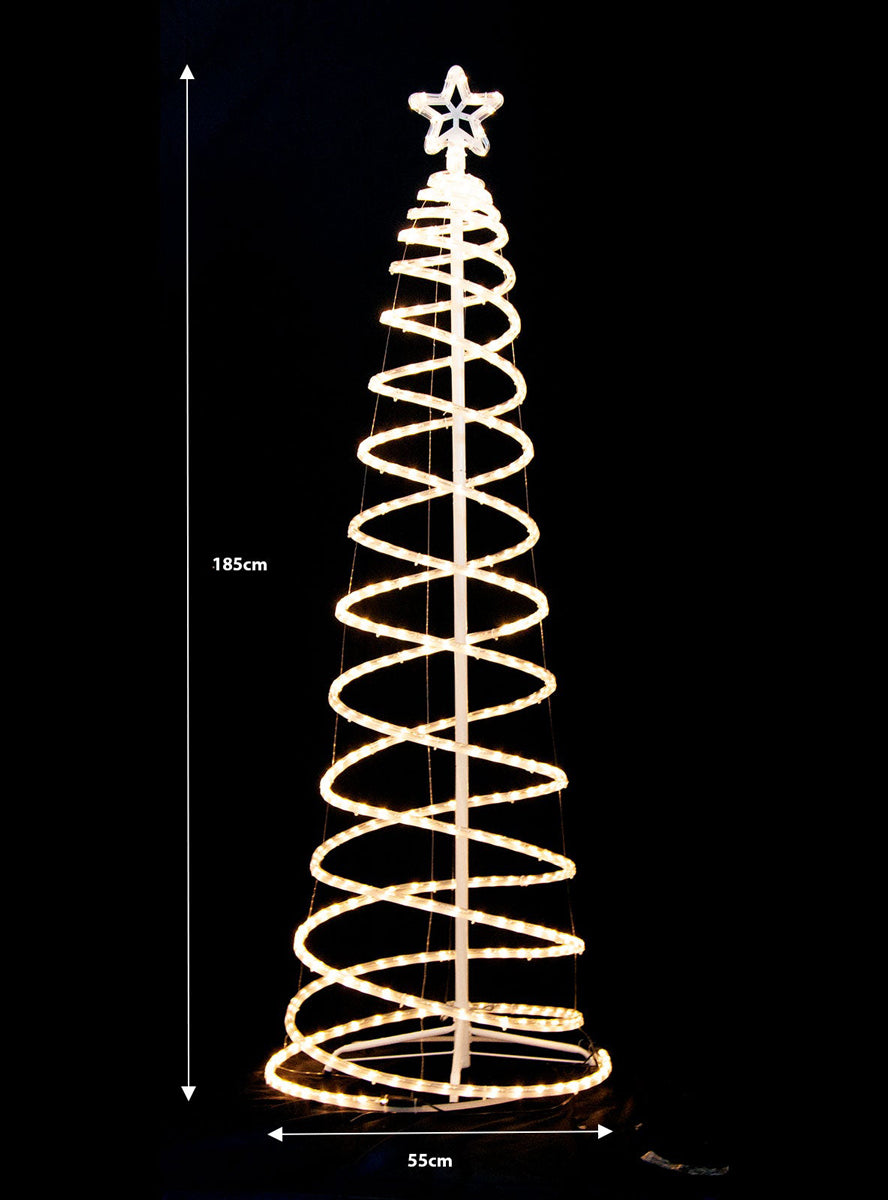 Warm White 185cm Spiral Tree Christmas Light Decoration - Dimensions Image