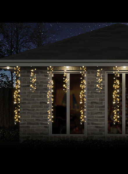 Warm White LED Dancing Cluster Icicle Christmas Lights 9 Metres - Main Image