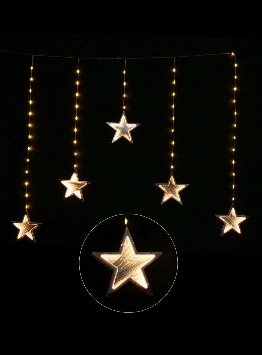 Warm White LED Infinity Stars Curtain Light Christmas Decoration - Main Image