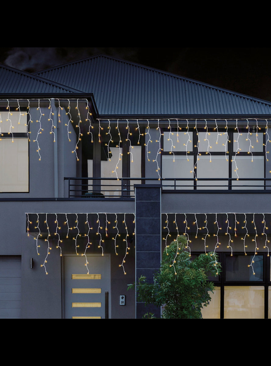 Warm White Snowing Icicle String Lights