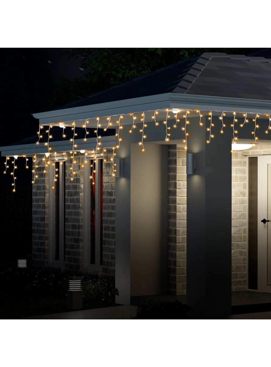 Warm White Solar Powered 400 Bulb Icicle String Lights