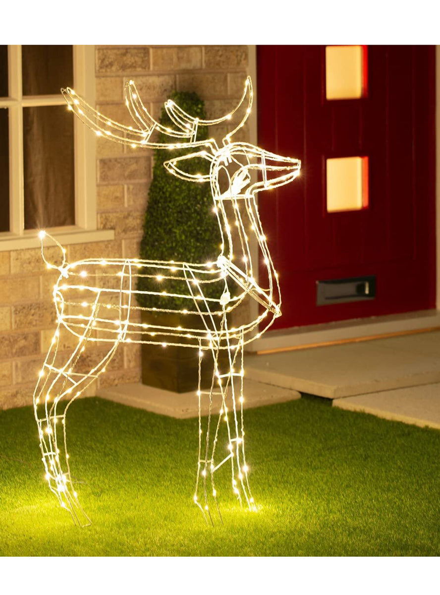 Warm White Standing 3D Wired Reindeer Christmas Light Decoration - Main Image