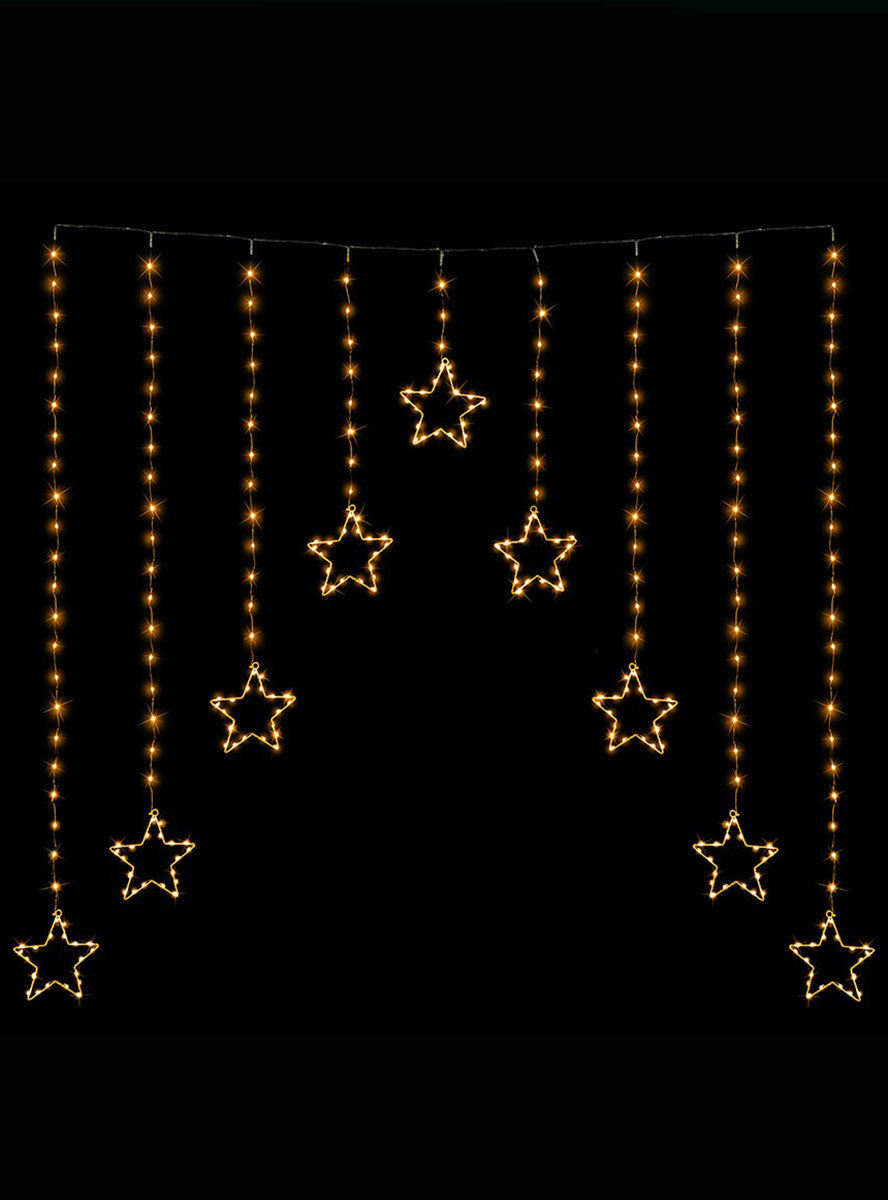 Warm White Star Curtain Christmas Lights Decoration - Main Image