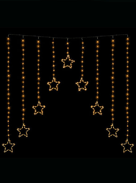 Warm White Star Curtain Christmas Lights Decoration - Main Image