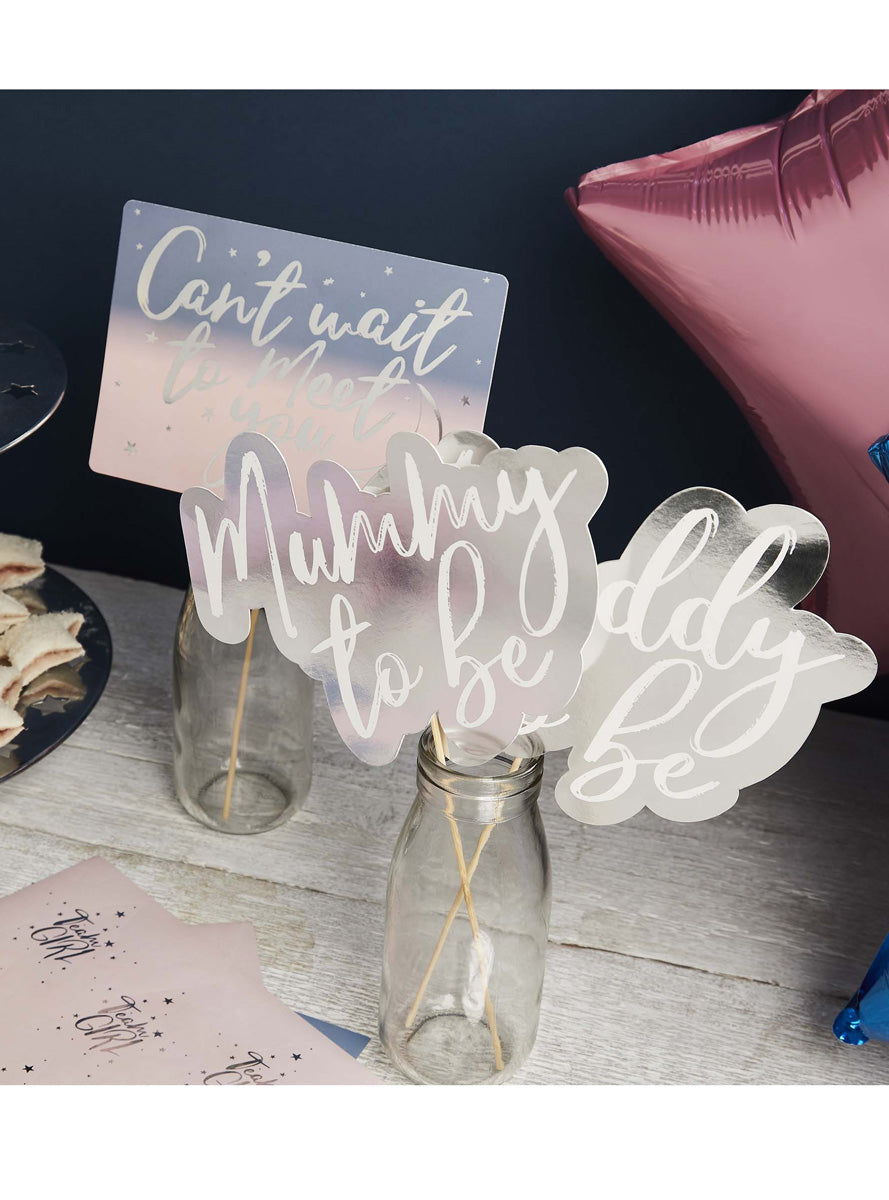 We Wonder What You Are 10 Pack Gender Reveal Photo Props - Lifestyle Image 1