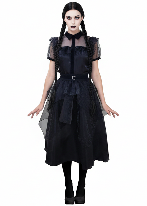 Image of Wednesday Addams Women's Black Dance Dress Costume - main image