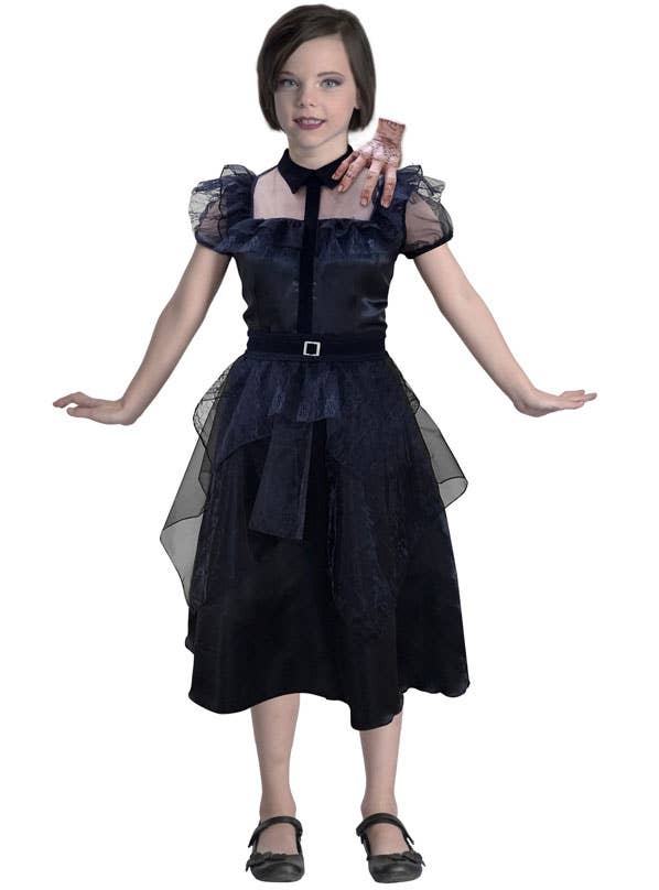 Image of Wednesday Addams Girl's Black Dance Dress Costume