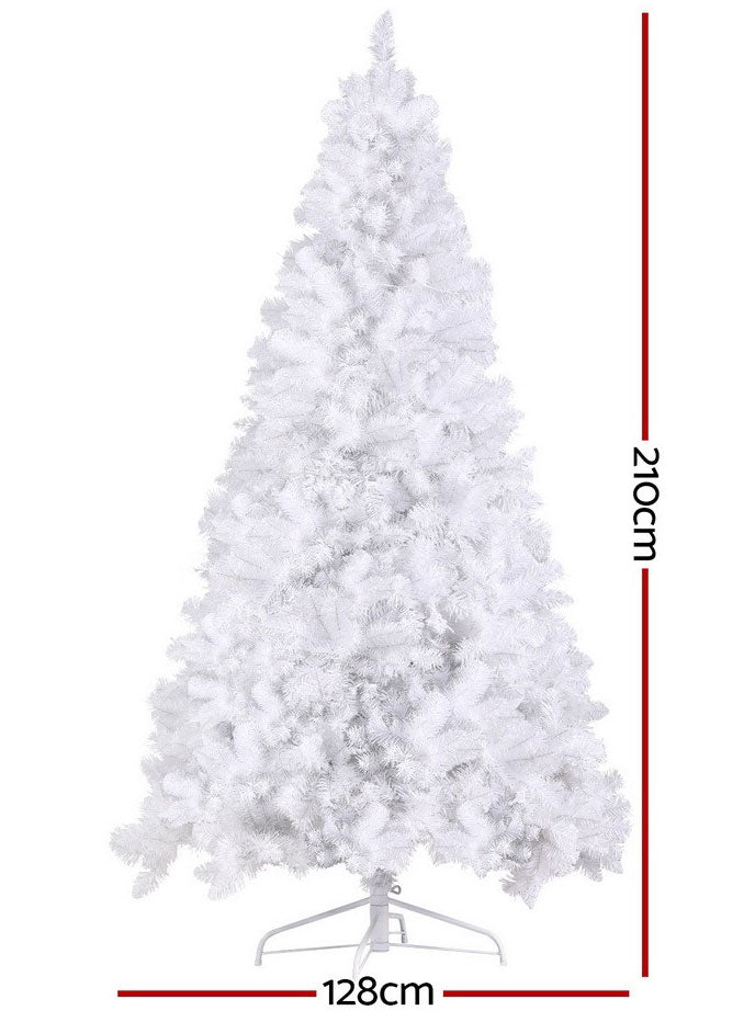 White Christmas Tree With RGB Lights And Remote 210cm Dimensions Image