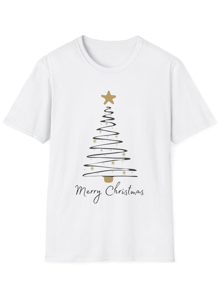 Adults Plus Size Shirt with White and Black Scribble Christmas Tree Print