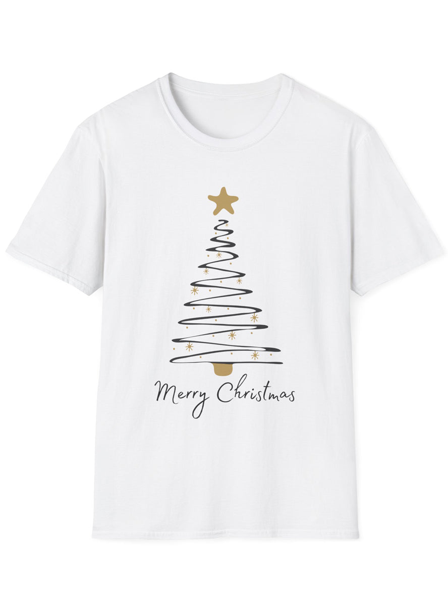 Adults Shirt with White and Black Scribble Christmas Tree Print
