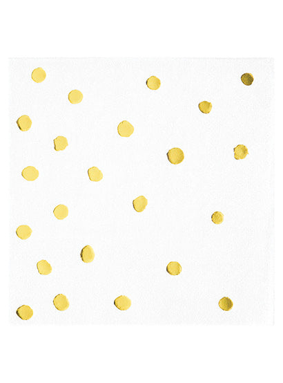 White and Gold Foil Dots 16 Pack Beverage Napkins – Main Image