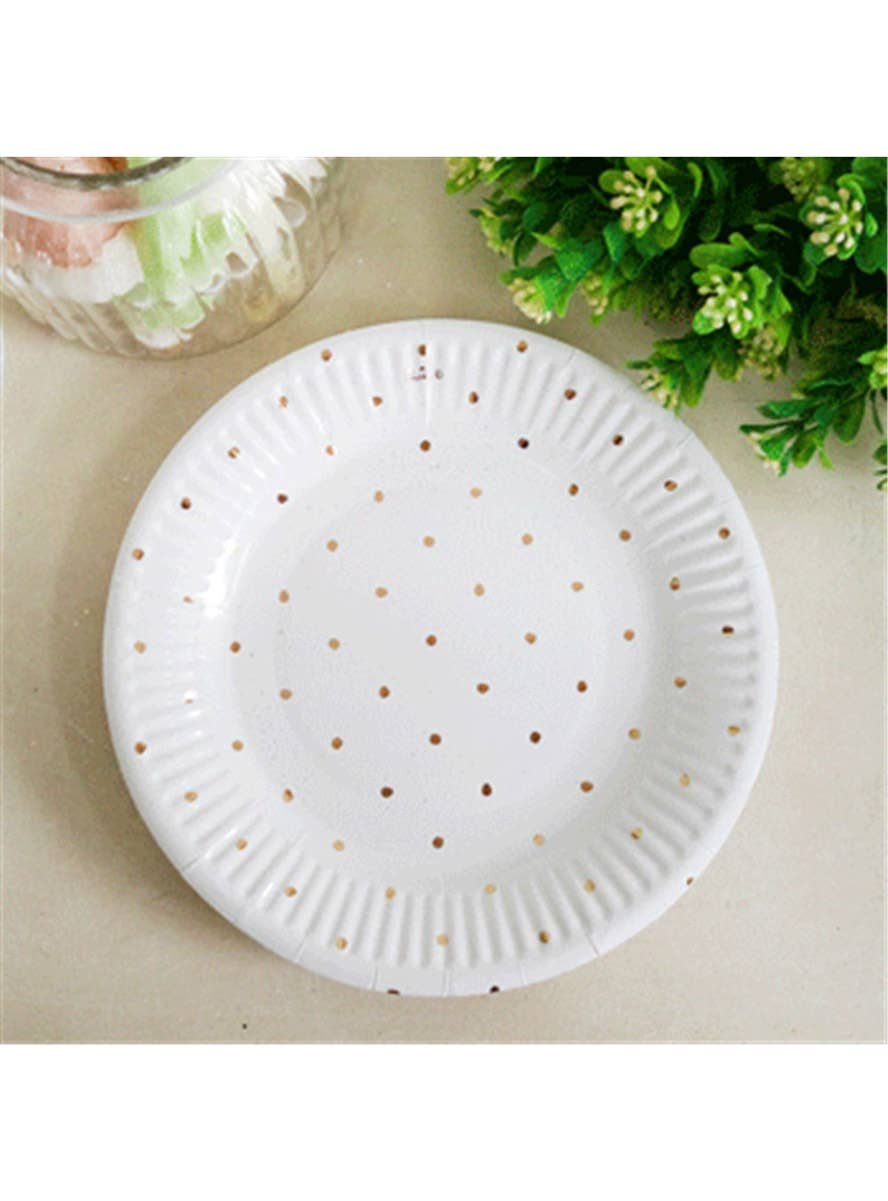 Image of Gold Polka Dots 12 Pack 18cm Party Plates