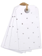 Image of Silver Polka Dot 8x4cm Gift Tags 12 Pack