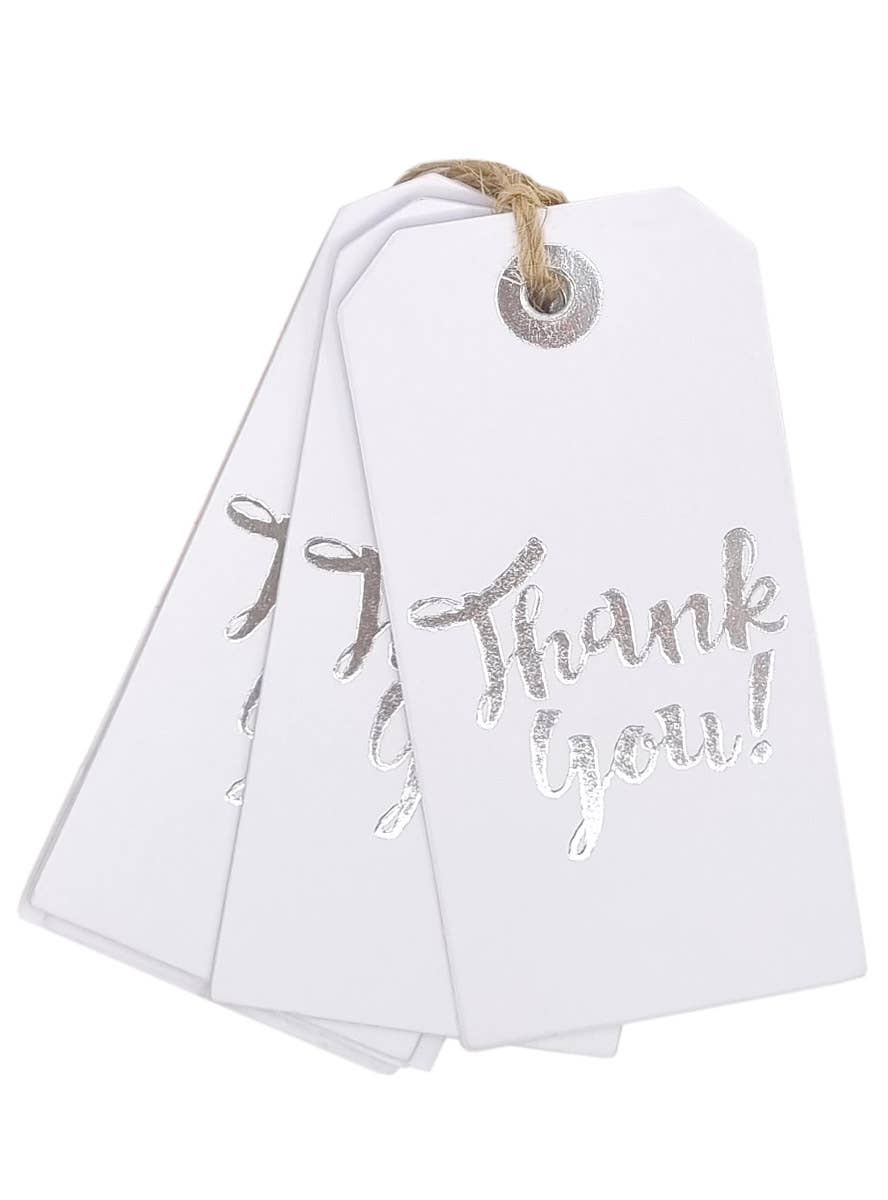 Image of Silver Thank You 8x4cm Gift Tags 12 Pack