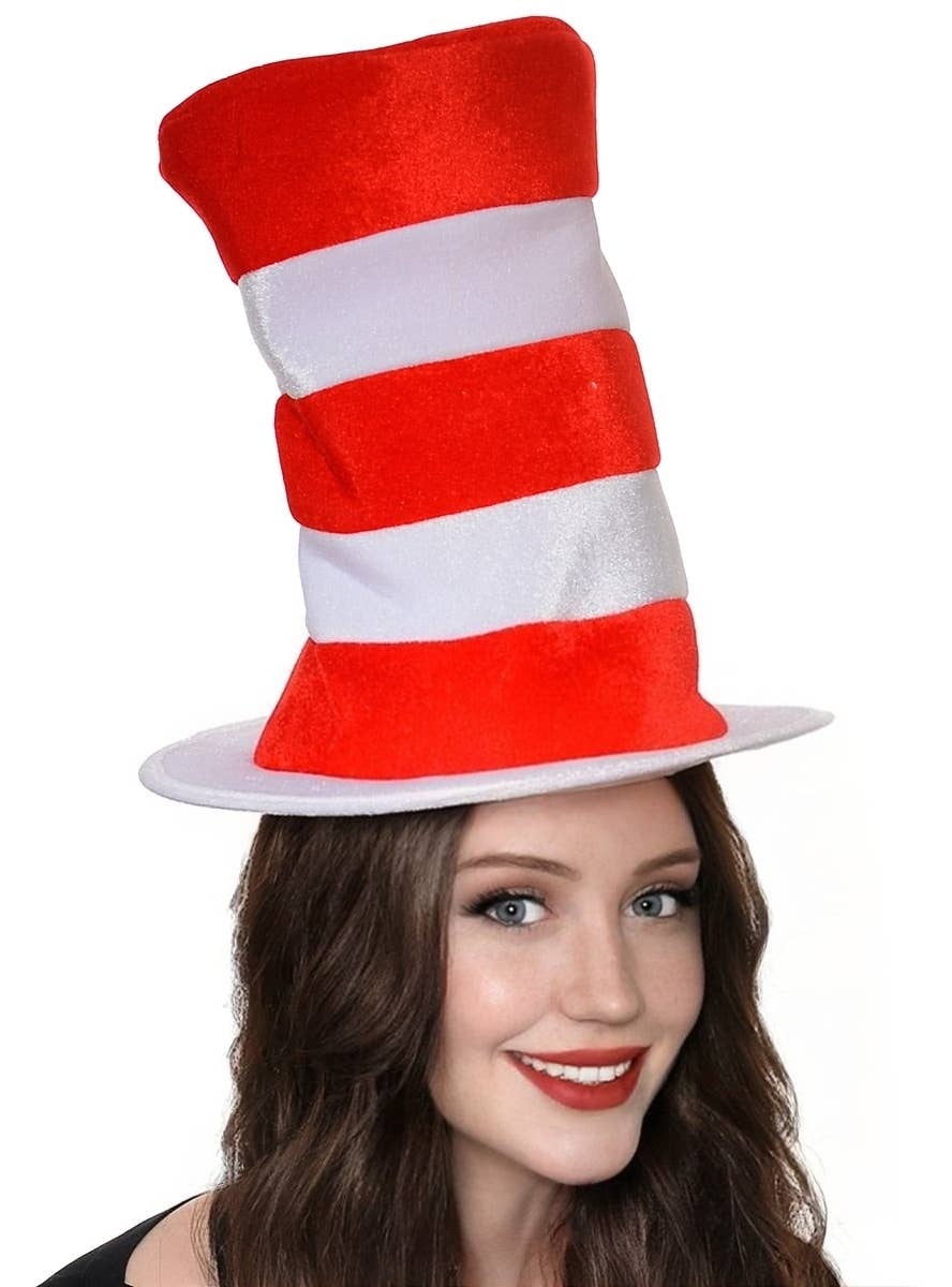 Red and White Stripe Cat in the Hat Costume Accessory Hat