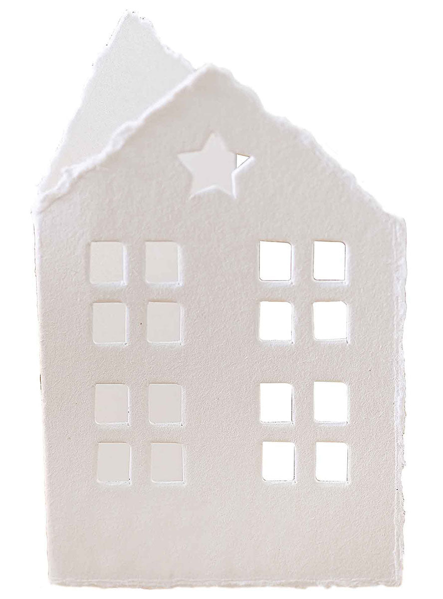 White Christmas Cotton Paper House Place Cards 10 Pack – Main Image